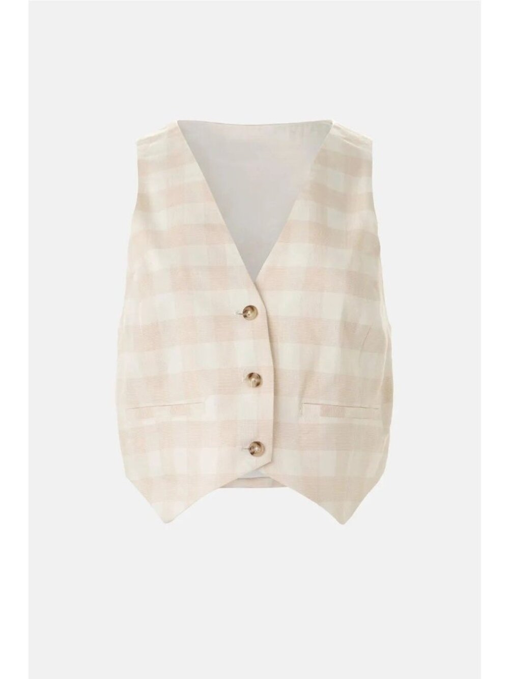 SIMKHAI x RTR Plaid Deb Vest in Beige Medium Womens Sleeveless Tank Top - Picture 9 of 9